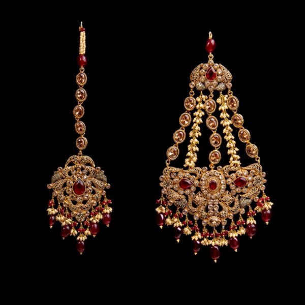 Traditional Ruby and Zircon Bridal Set - BR05 - Image 3