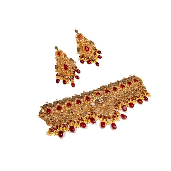 Traditional Ruby and Zircon Bridal Set - BR05 - Image 2