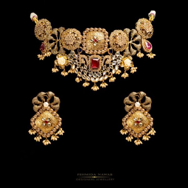 Heavy Gold Bridal Choker Set - FNNS02