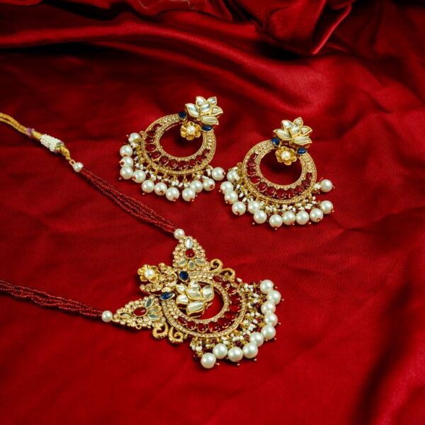 Traditional Kundan Ruby Necklace Set - FNNS01 - Image 3
