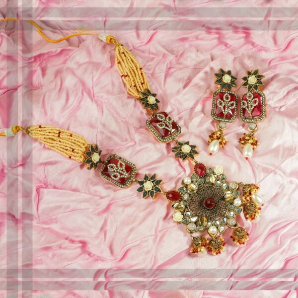 Modern Ruby Necklace Set - FNNS09 - Image 3