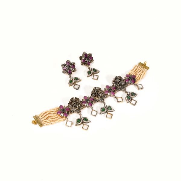 Delicate Flower Choker Set - FNNS08 - Image 2