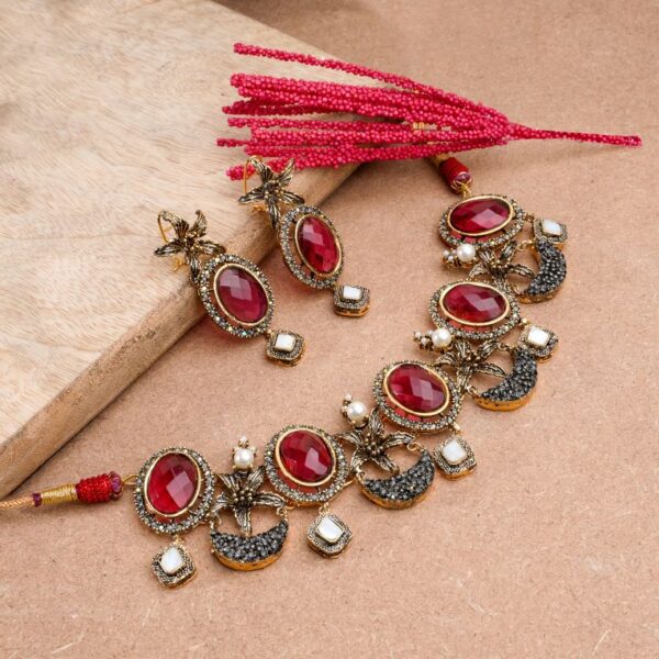Designer Ruby Necklace Set - FNNS16 - Image 2
