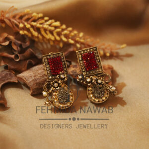 Ruby Crush Golden Earrings - ER 137